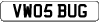 VW05 BUG current style numberplate example