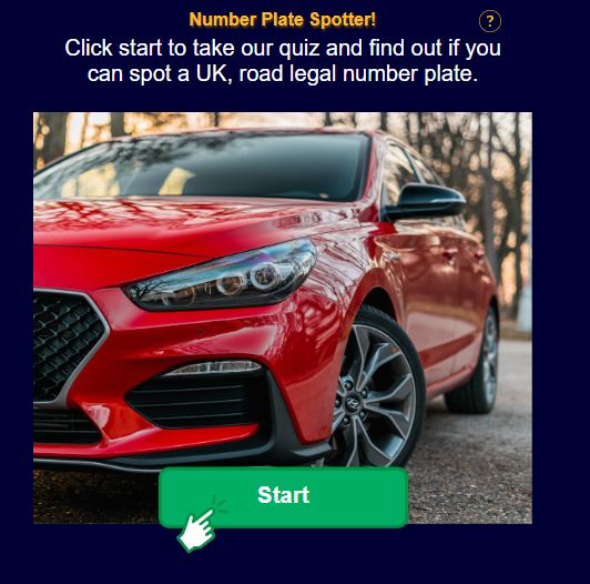 Number plate spotter quiz