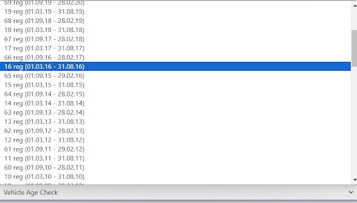 vehicle age check filter