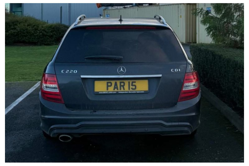 Place private number plate