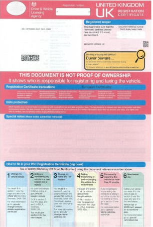 Front page of new style v5c form